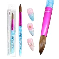 Vista 27 de PANA Pure Kolinsky Cepillo de uñas acrílico con mango de madera - forma redonda