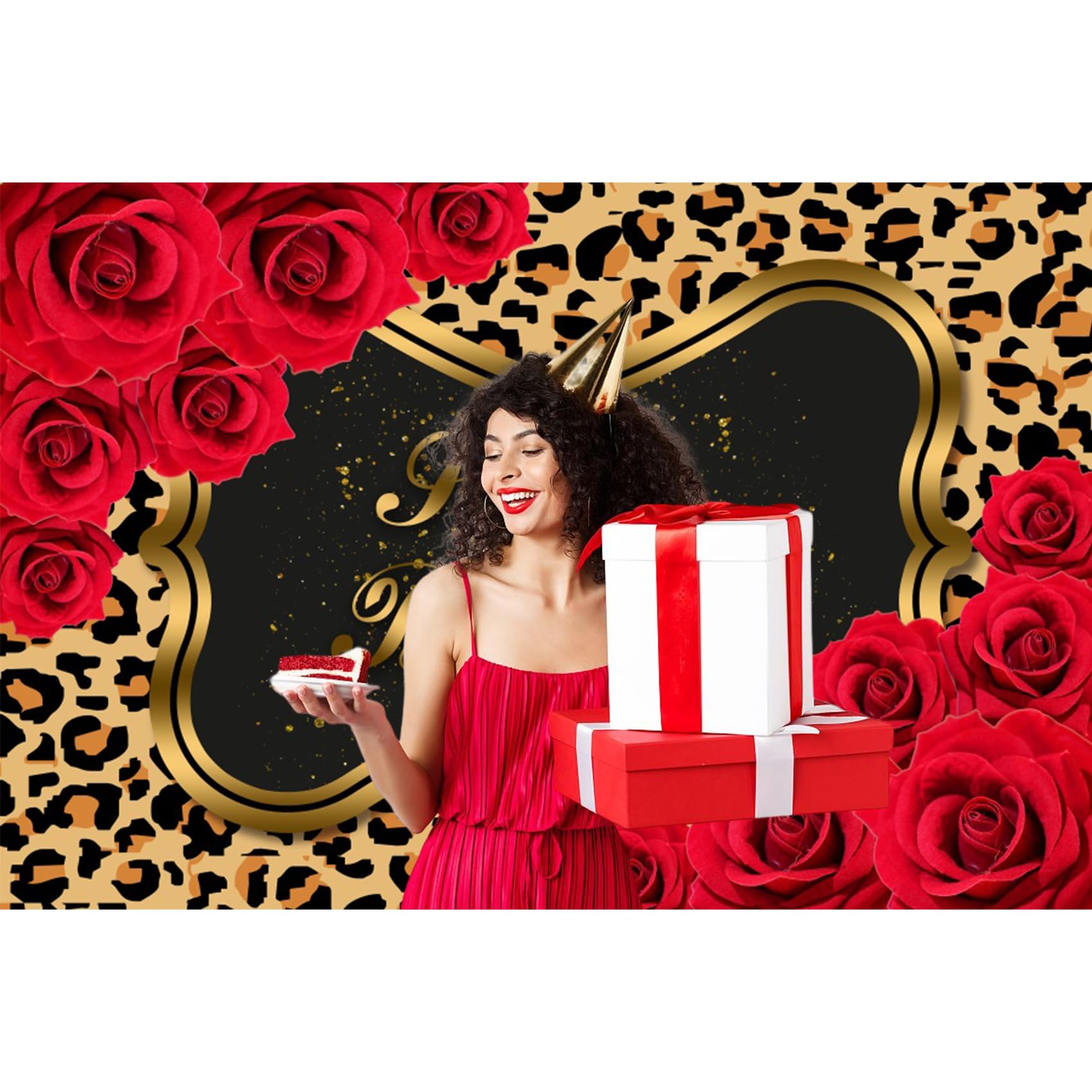 Amazon.com : Renaiss Red Leopard Birthday Backdrop for Woman 7x5ft Fabric  Red Rose Flowers Photography Background for Woman Leopard Print Birthday  Party Decorations Photo Backdrops : Electronics