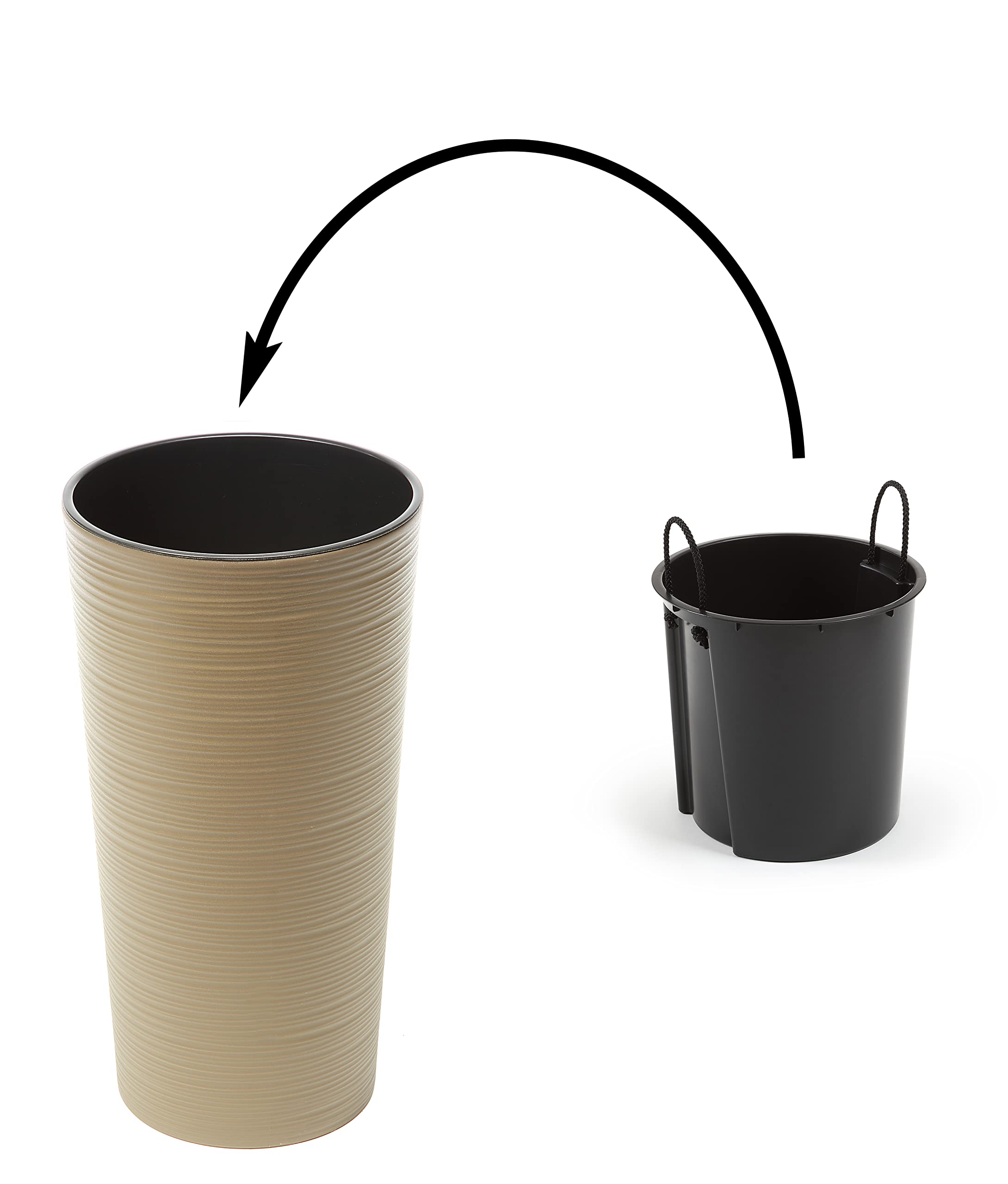 Pot De Fleurs Avec Insert Amovible - Design Rond Et Moderne - Pour Intérieur Et Extérieur - Noir - 19 Cm