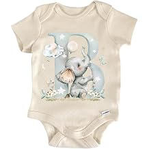 B Letter Name Elephant - Baby Boy Girl Clothes Bodysuit Funny Cute