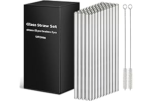Reusable Short Glass Straws: 50 Pack Clear Glass Straws 8mm 8 in