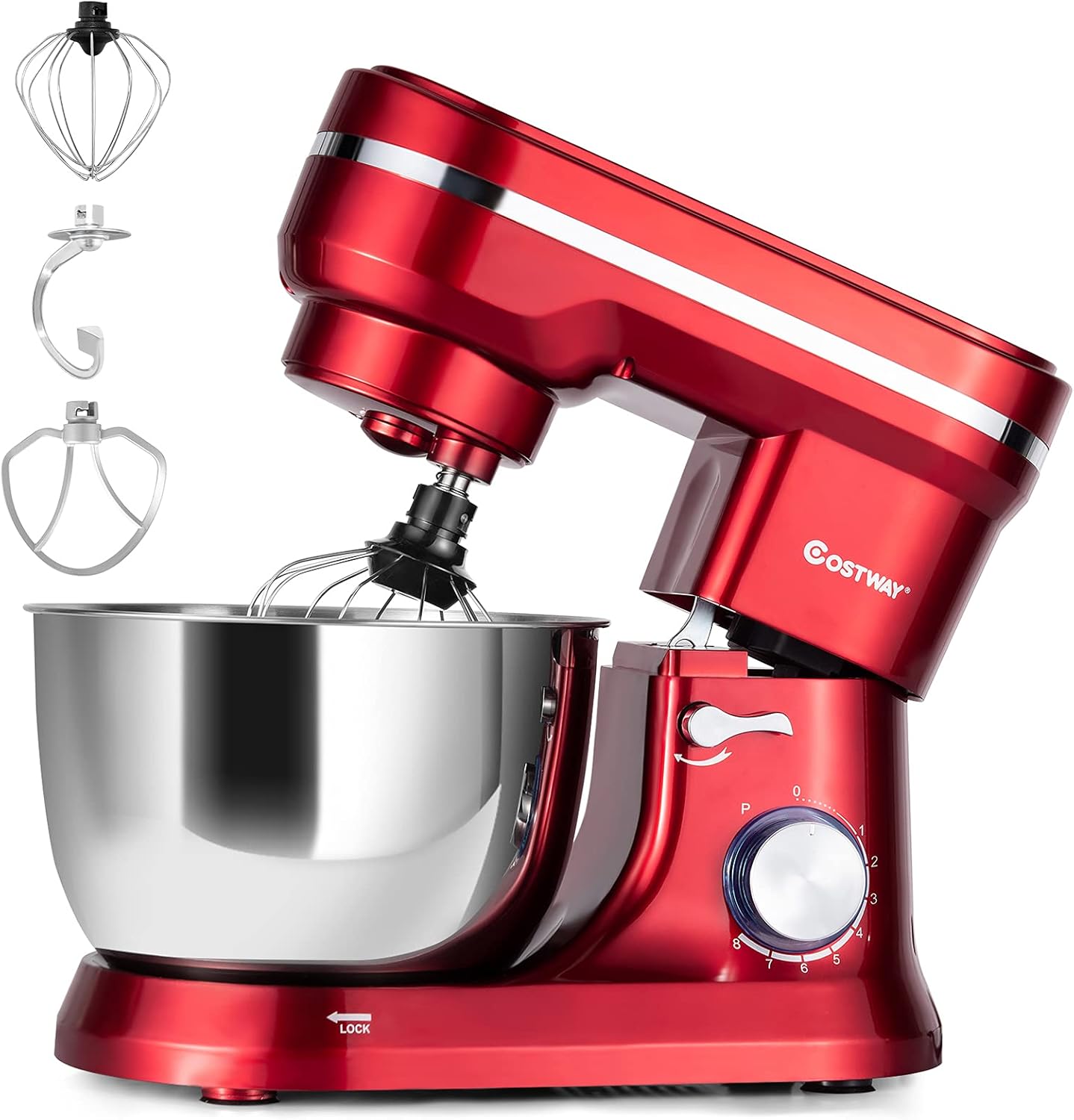 COSTWAY Stand Mixer, 8 Speeds 1300W Food Mixers with 4.5L Stainless