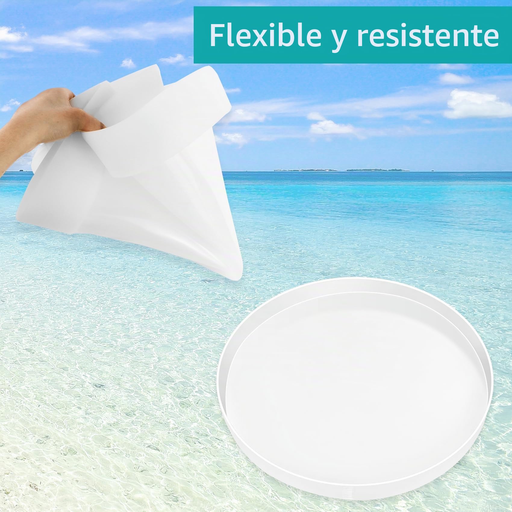 Molde grande de resina de silicona redonda, molde grande de resina epoxi para embutidos, mesa de resina de río, decoración del hogar (49 x 49 cm)
