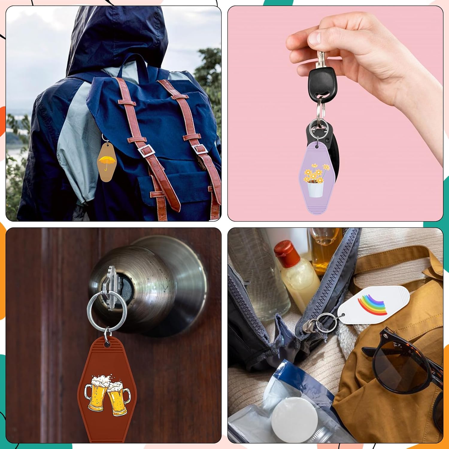 LOTMER 20/30/40/80 PCS Hotel Keychain Blank with Key Rings, 60 Colors Motel Key Chains for DIY Keychains - Image 6