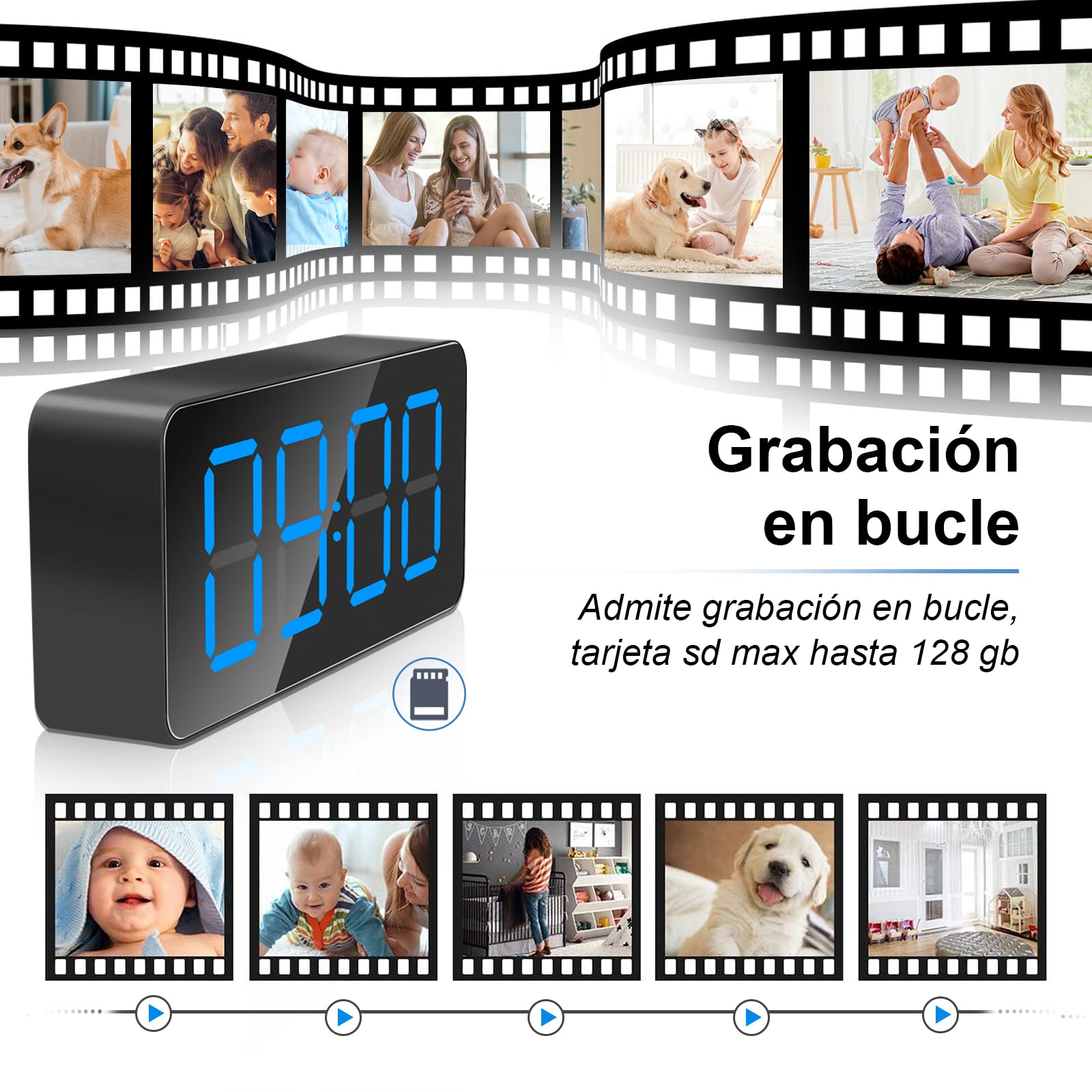 LXMIMI WiFi Cámara Espía, 2.4G/5Ghz WiFi Oculto Reloj Cámara HD 1080P Mini WiFicámara Espía con Detección de Movimiento y Visión Nocturna, Visión Remota