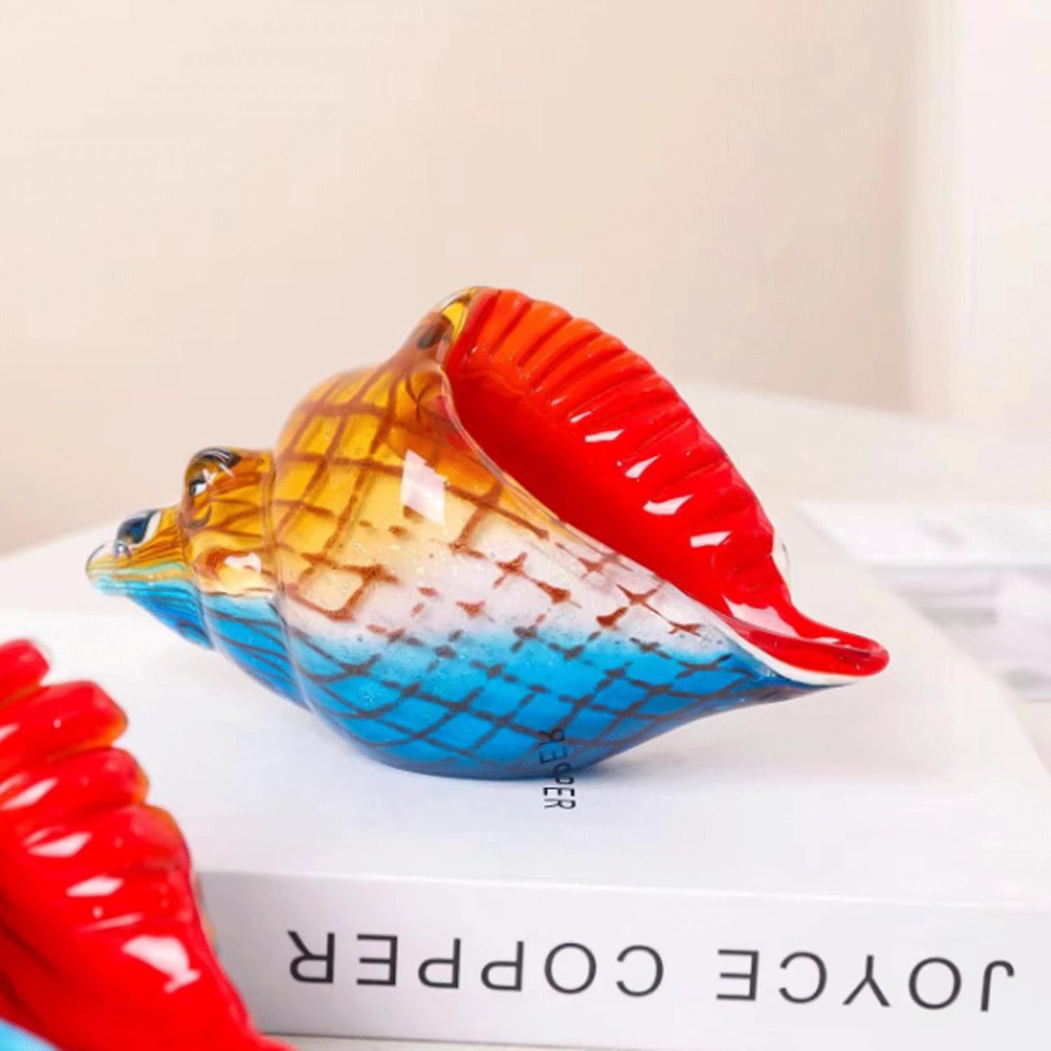 Colorful Glass Seashell Conch Figurine Stained Glass Ornaments Hand Blown Crystal Sculpture Table Fish Tank Decor