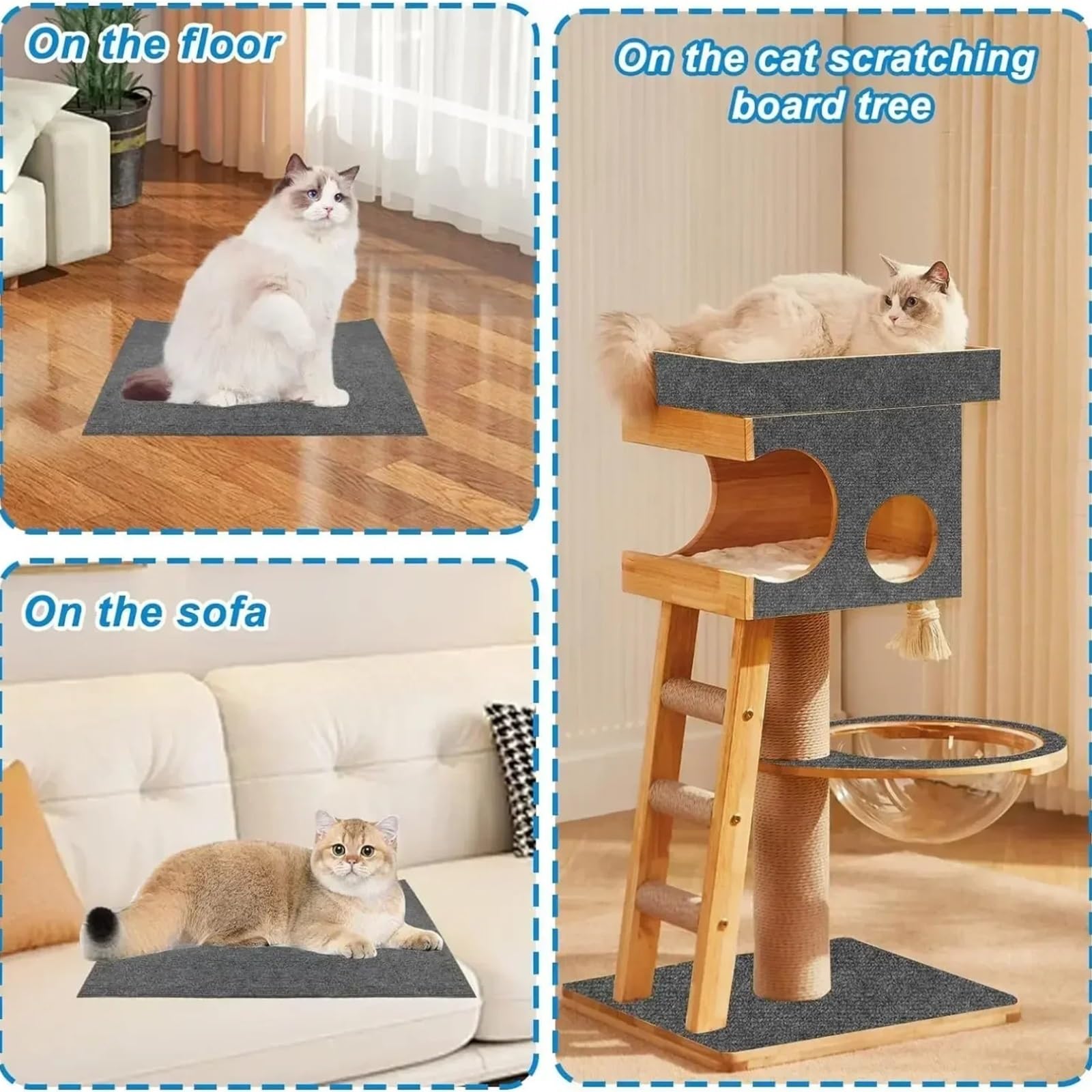 Protector Sofa Gatos Arañazo Alfombrilla autoadhesiva for rascar Gatos, Alfombra Recortable, Protector de Muebles, Almohadilla antiarañazos for Esquina Pared, Poste for Duradero(Khaki,50x200CM)