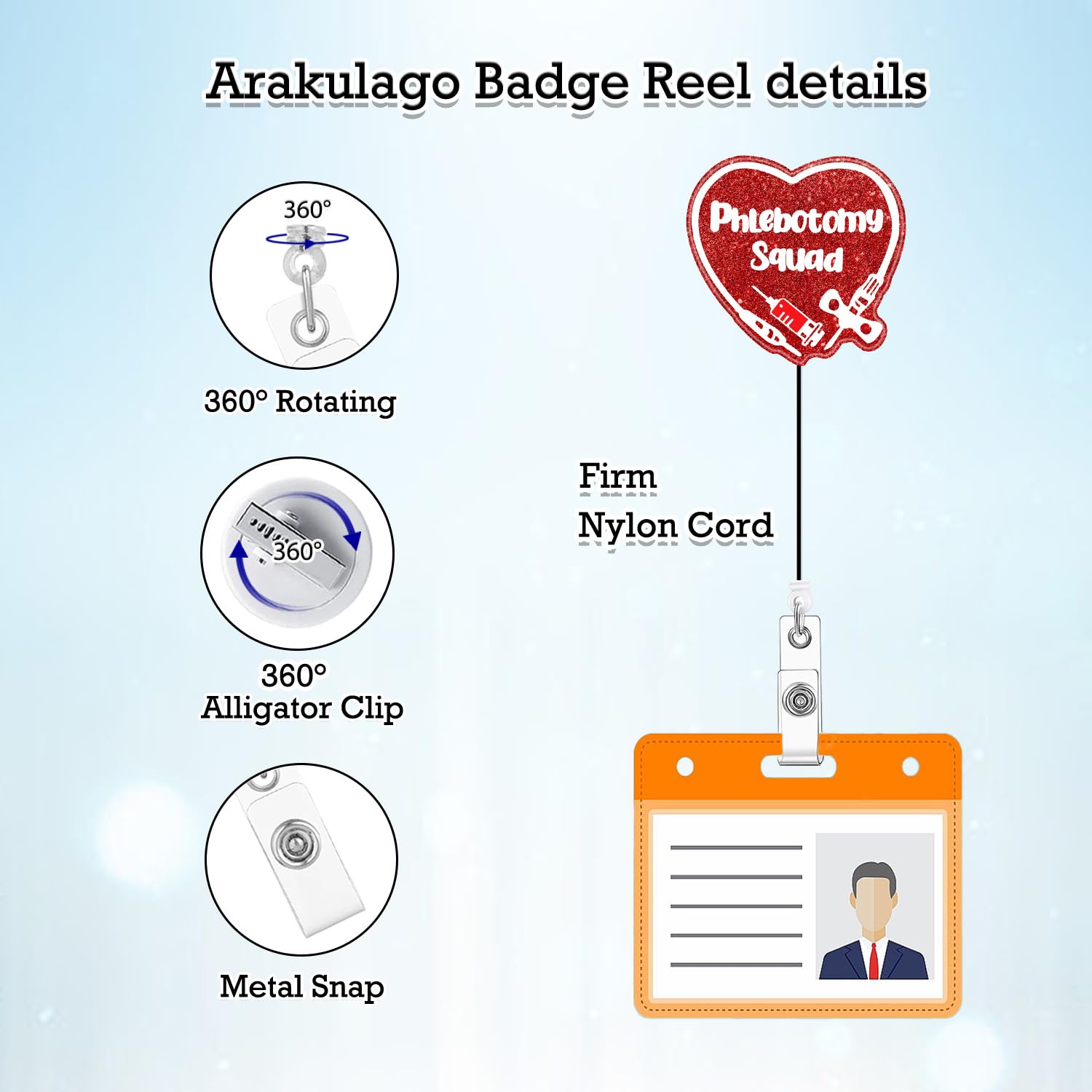 Phlebotomy Squad Badge Reel retrattile sangue flebotomista porta badge con clip ID accessori divertente infermiera RN CNA nome clip medico ospedale vacanza acrilico ID ID Name Card Qu7F1