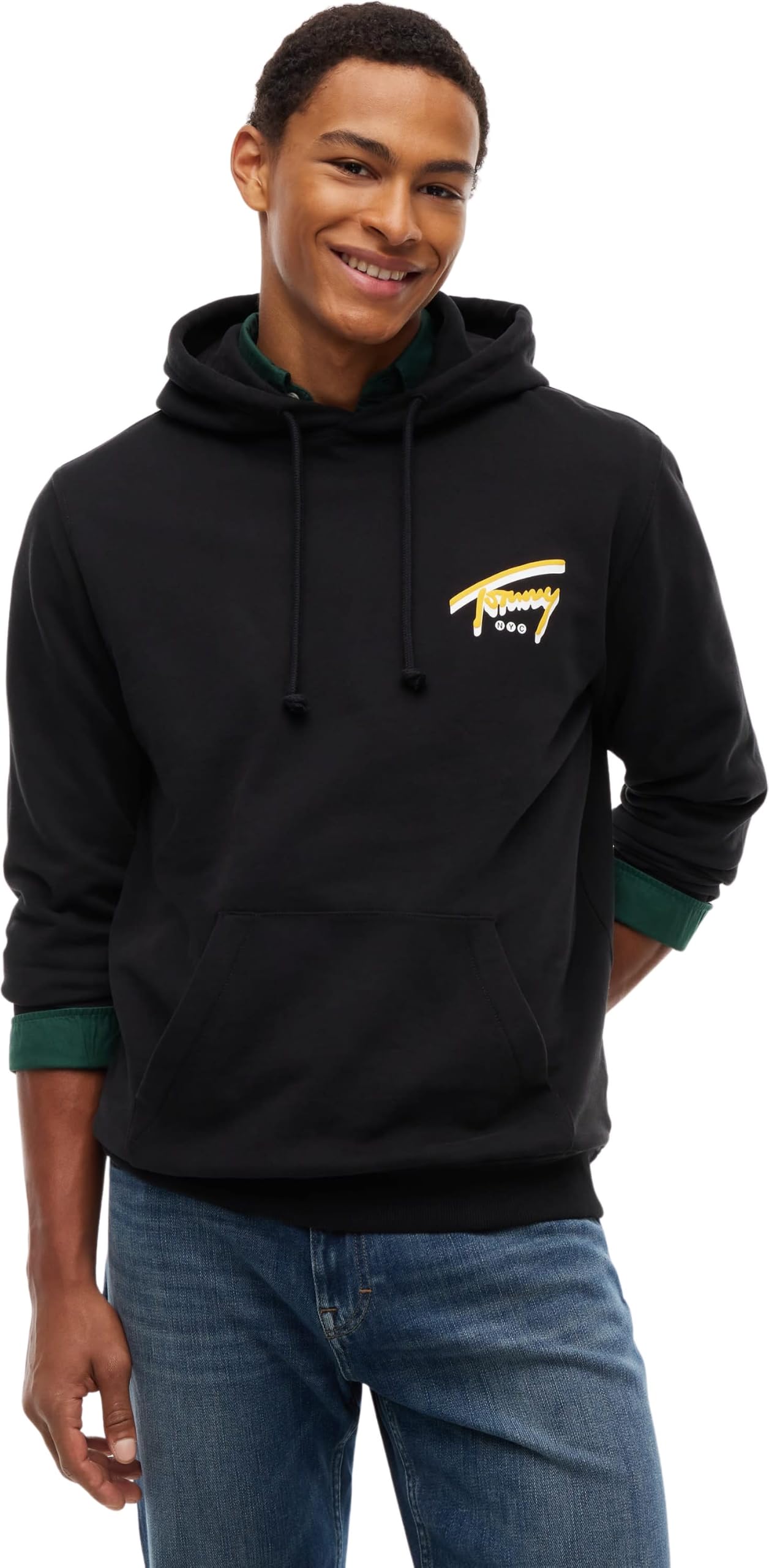 Tommy Jeans Men Sweatshirts TJM REG NYC Signature Hoodie EXTDM0DM23583 Black (Black), XS