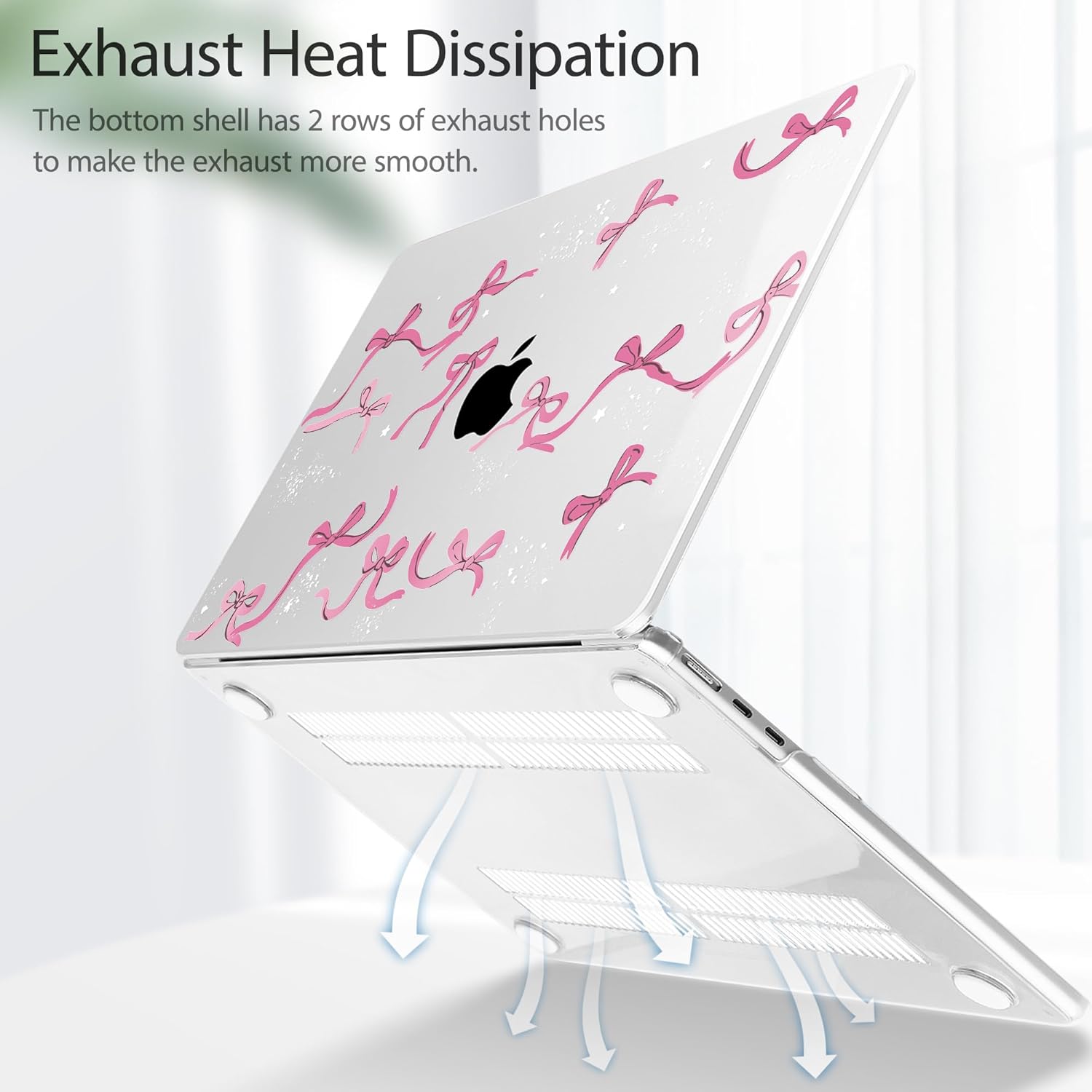 Tuiklol for 2025 2024 2023 MacBook Air 15 inch Case M4 M3 M2 Chip, Model A3241 A3114 A2941 Hard Shell Case with Keyboard Cover & Screen Protector for MacBook 15.3'' Cover,Bowknot - Image 4