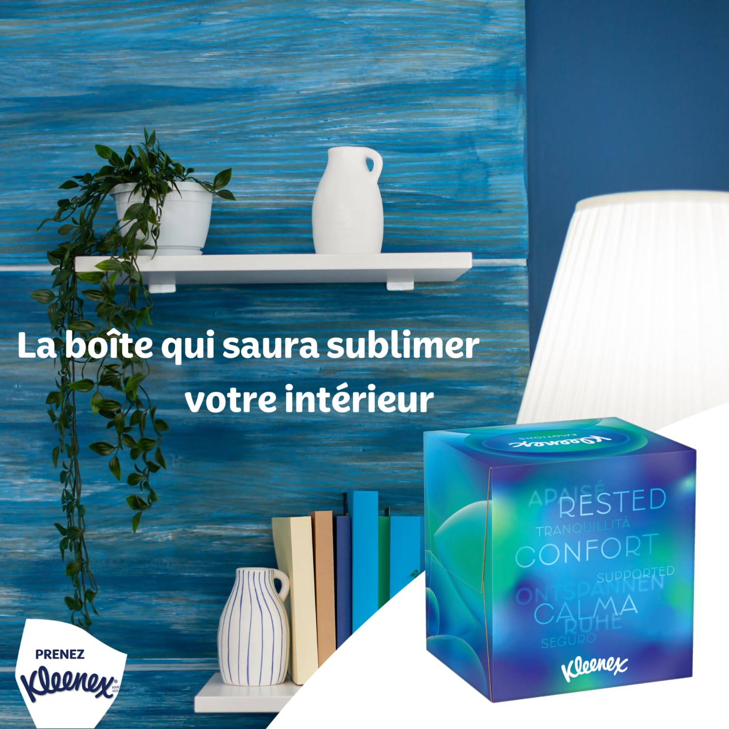 Kleenex Cubo Collection pañuelos de papel 12 cajas de 48 servicios cada una, contiene 4 diseños diferentes, Total 576 pañuelos