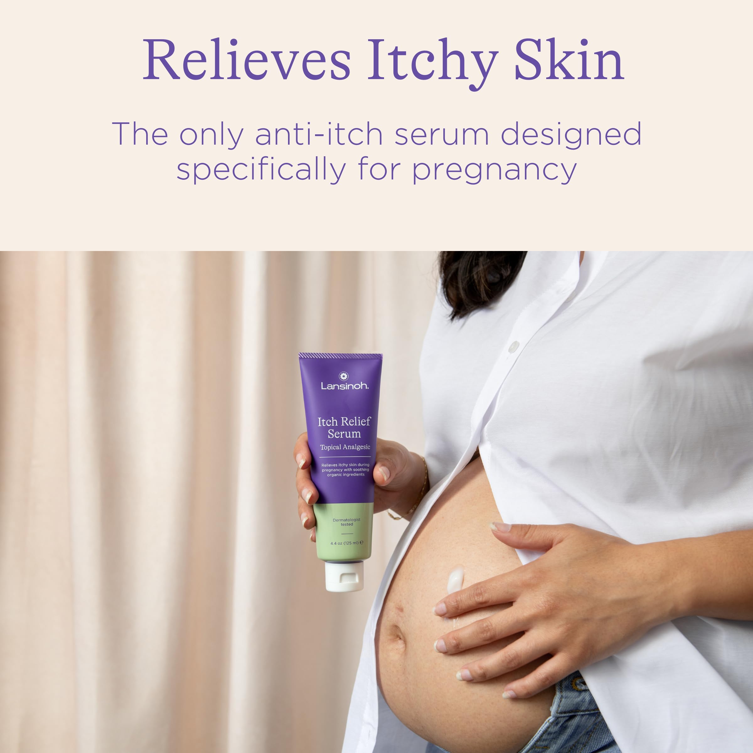 Lansinoh Anti-Itch Serum for Pregnant Moms, Itchy Skin Care, Cream for Pregnancy, Prenatal & Postnatal Skin Care, Safe for First Trimester, Pregnancy Essentials, 4.4 Ounces