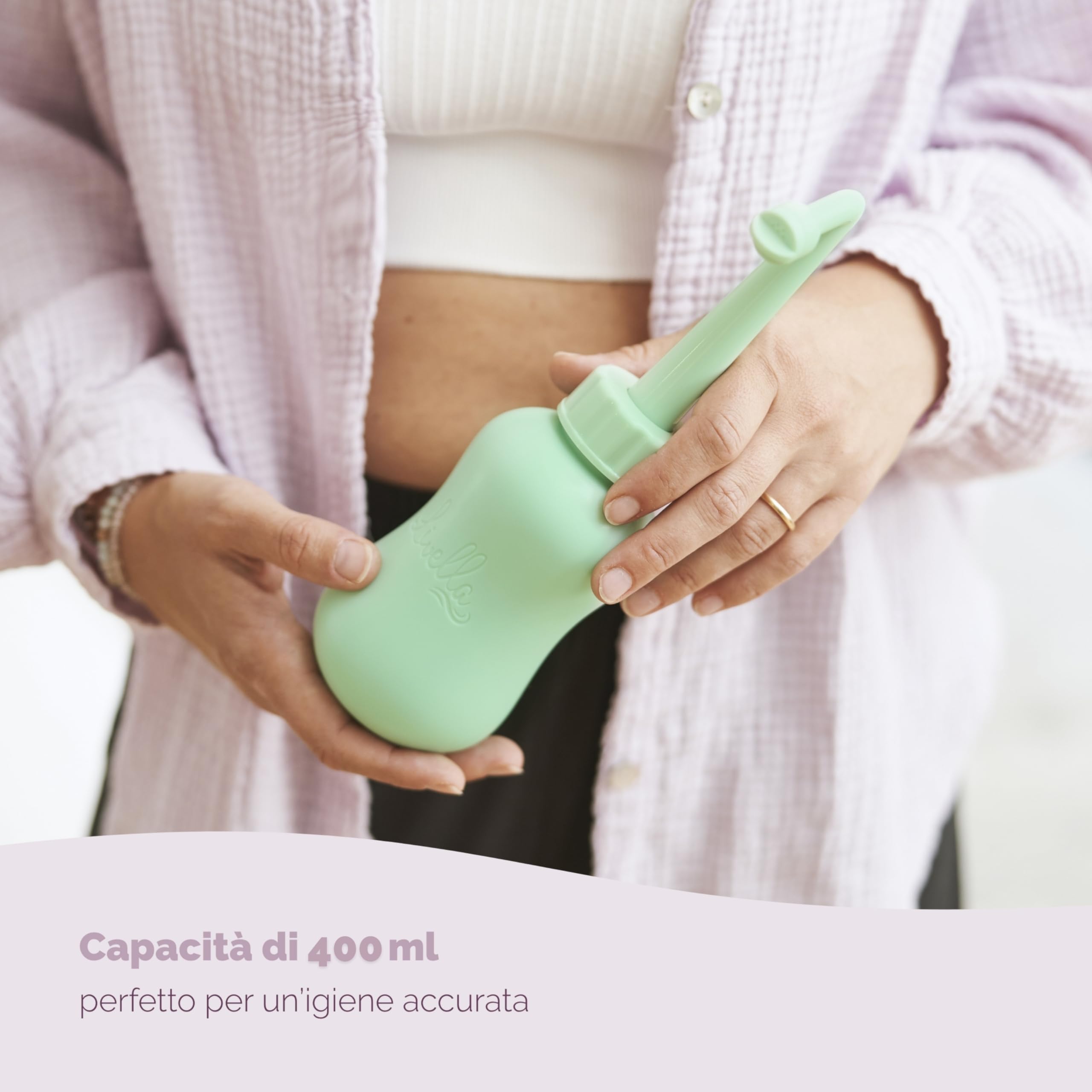 Spruzzatore portatile per bidet Livella, sviluppato in Germania, per una delicata igiene intima e un maggior comfort post-partum, bidet da viaggio ideale, doccetta per lavaggio perineale e anale