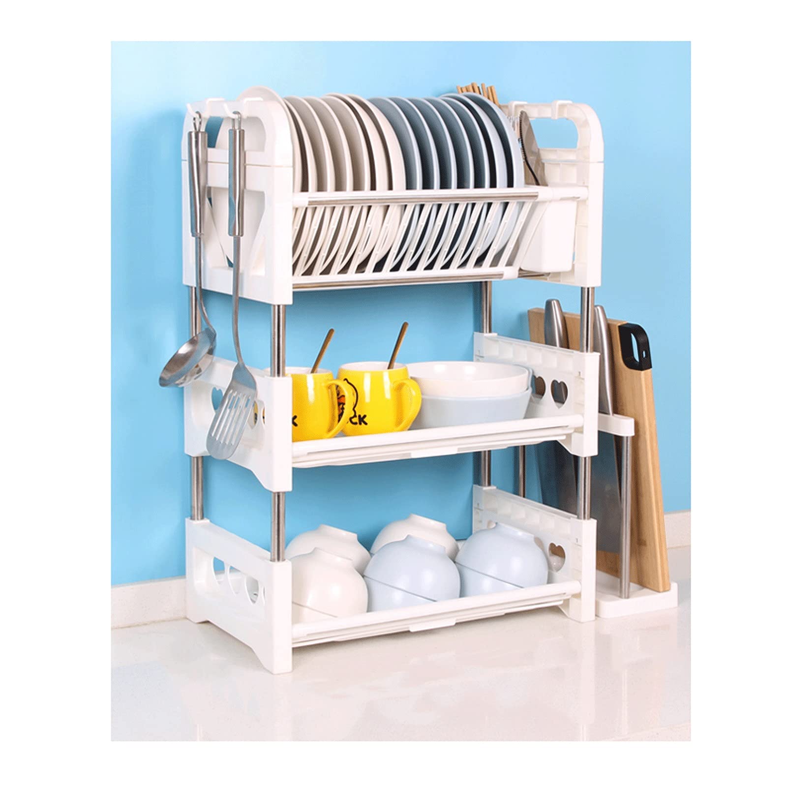 GLJTUO Kitchen Dish Rack nizer Shelf Over Sink Dish Drying Rack with Utensil Holder Stainless Steel Storage Rack for Kitchen Counter Space Saving Dish Drainer Rack for Cabinet B,J