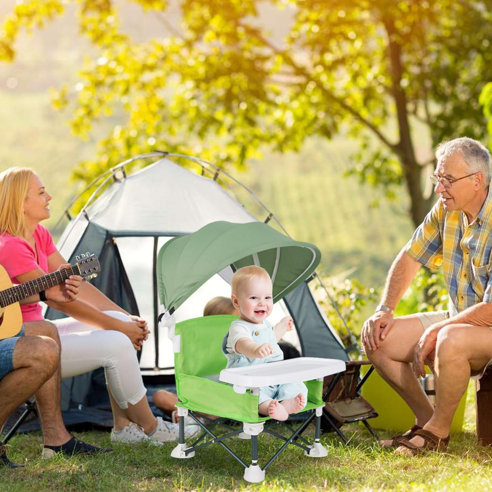 Chaise Portable Pour Bébé Repas Siège Pliant pour Enfant avec Plateau pour | Siège Repas Pliable Avec Pare-Pour Maison Pique-Nique Plage
