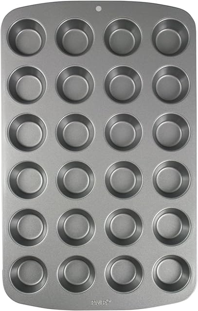 PME CSB111 Carbon Steel Non-Stick 24 Cup Mini Muffin Pan Grey