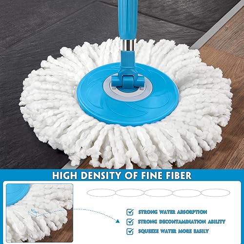 Miniatura 4 de Trapeador giratorio de microfibra y cubo con juego de escurridor, cubo giratorio para limpieza de suelos + 3 recambios adicionales, mango extendido