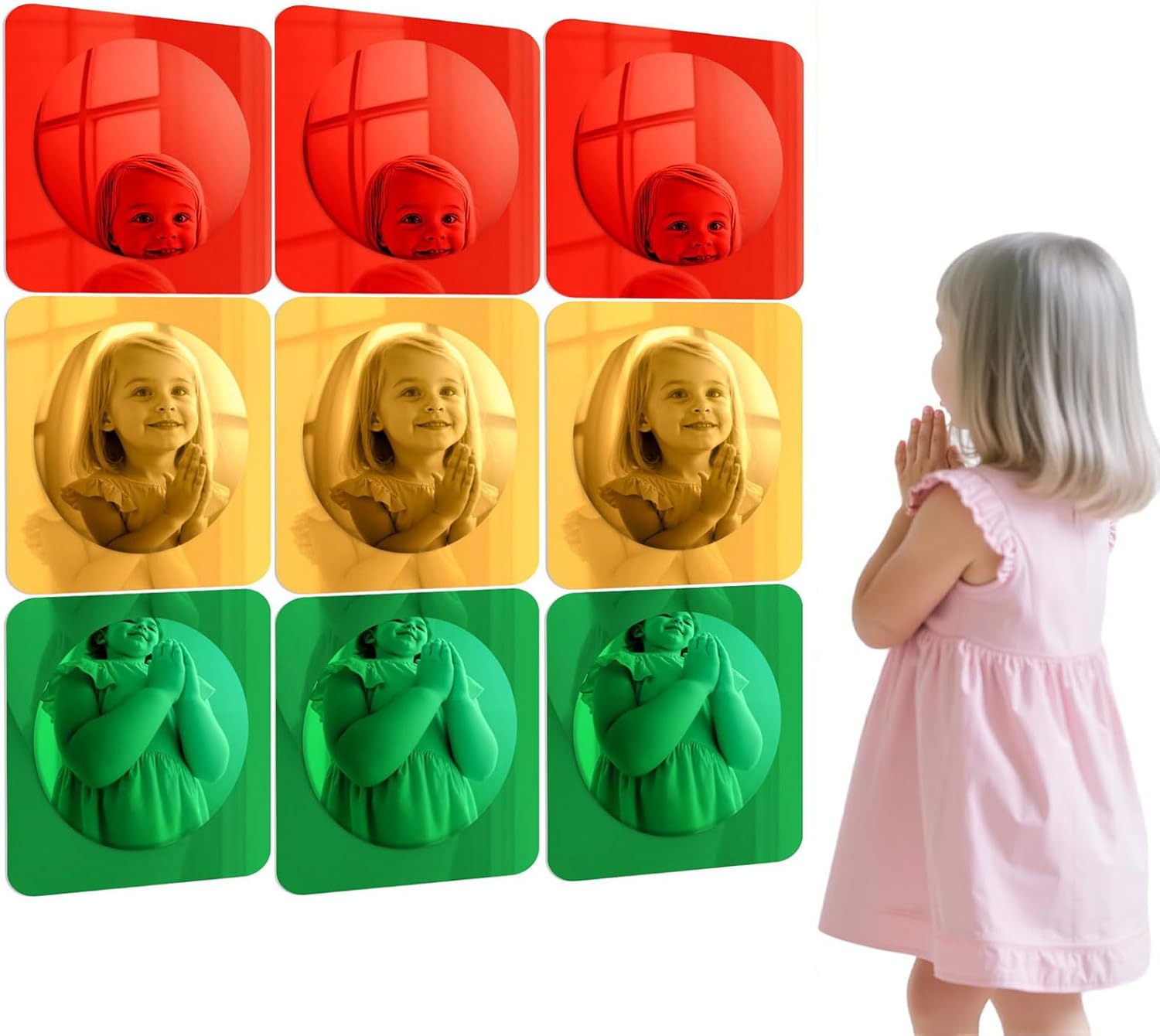 Triplicate of Colorful Bubble Reflectors Encouraging Identity Discovery Through Contorted Thoughts Cognitive Development Perceptual Reflectors