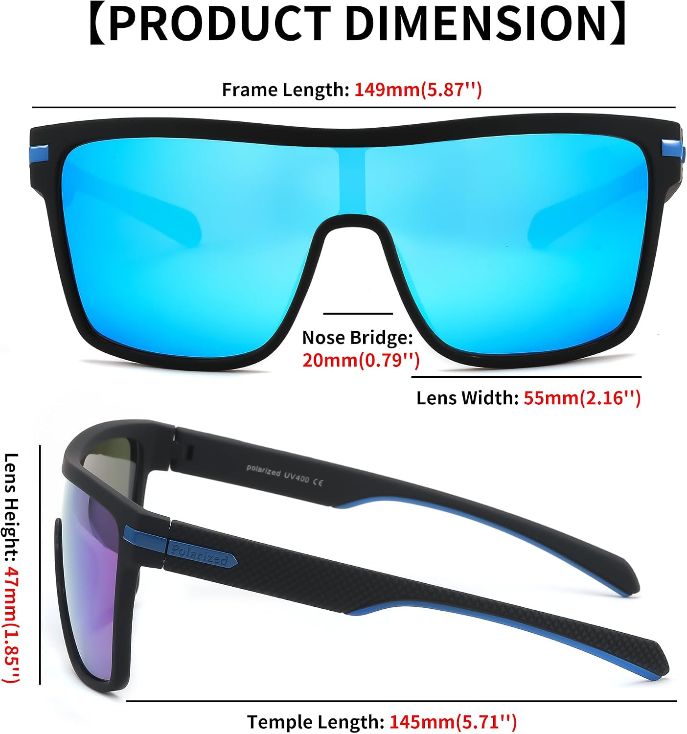FEISEDY Flat Top TR90 Polarized Sports Sunglasses Trendy Oversized Square Shades Women Men UV400 B0104