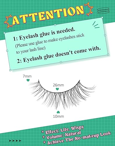 Miniatura 2 de Pestañas cortas naturales, pestañas delgadas, pestañas pequeñas, pestañas naturales, pestañas postizas para principiantes, 10 pares D-M08