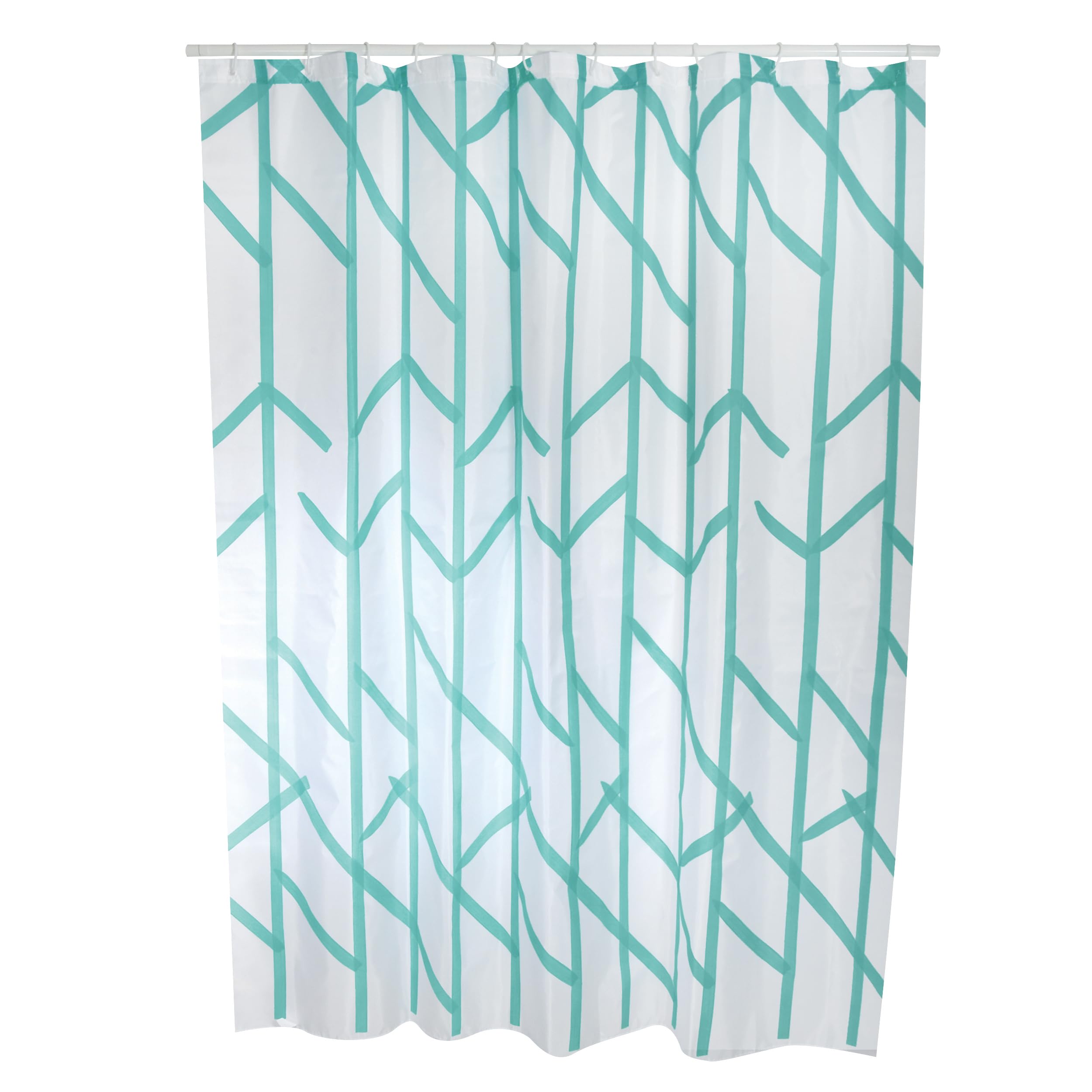 Rideau de douche Tree 180x200cm turquoise en polyester de qualité premium avec anneaux