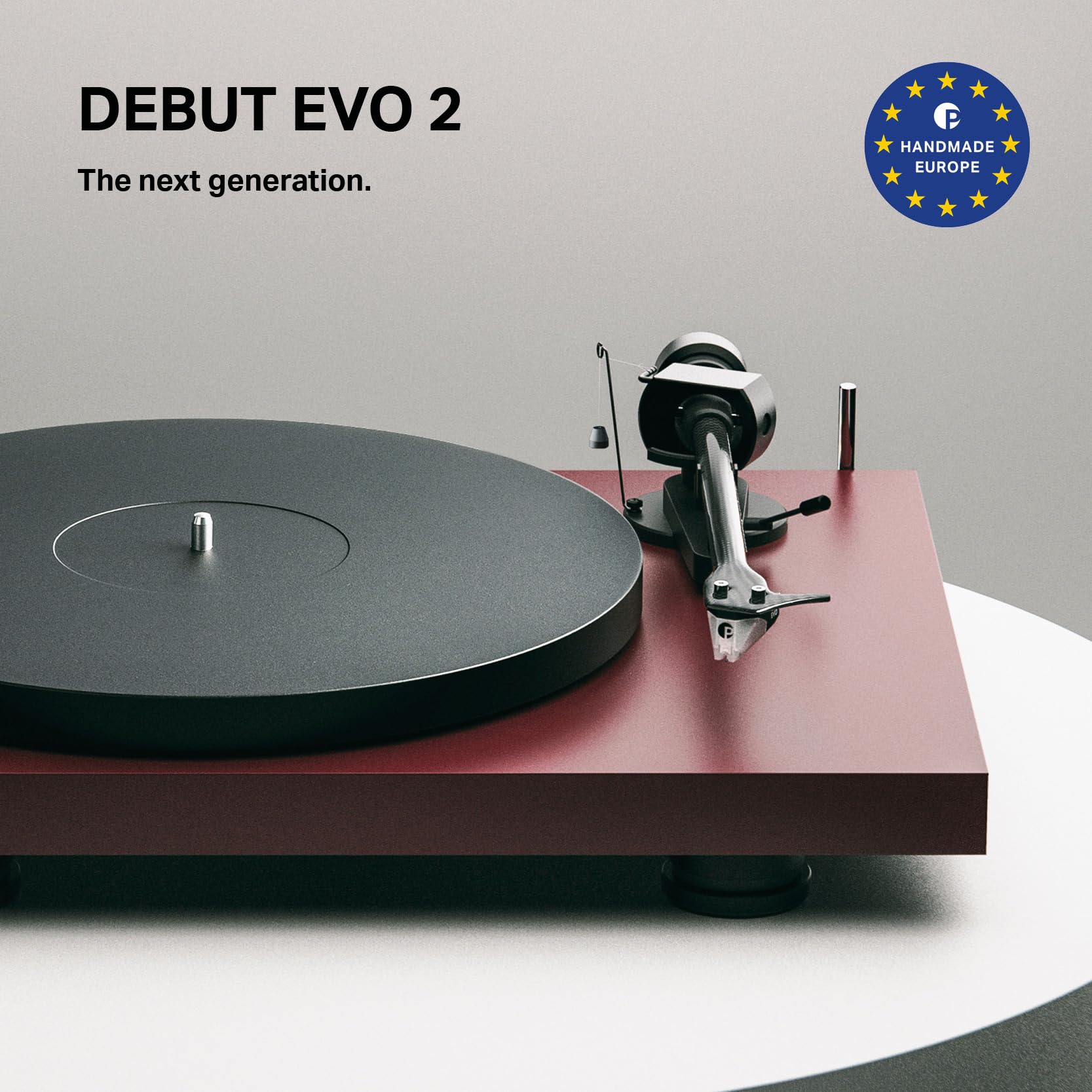 Pro-Ject Debut EVO 2, giradischi audiofili di nuova generazione con braccio in fibra di carbonio, selezione elettronica della velocità e cartuccia Pick it MM EVO premontata, prodotto in Europa (nero