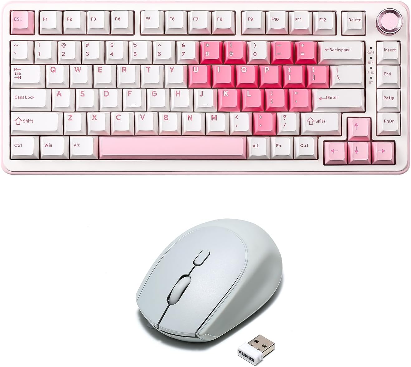 B75 PRO Wireless Mechanical Keyboard(White, Cocoa Cream V2 Switch), C2 Wireless Mouse(Gray)