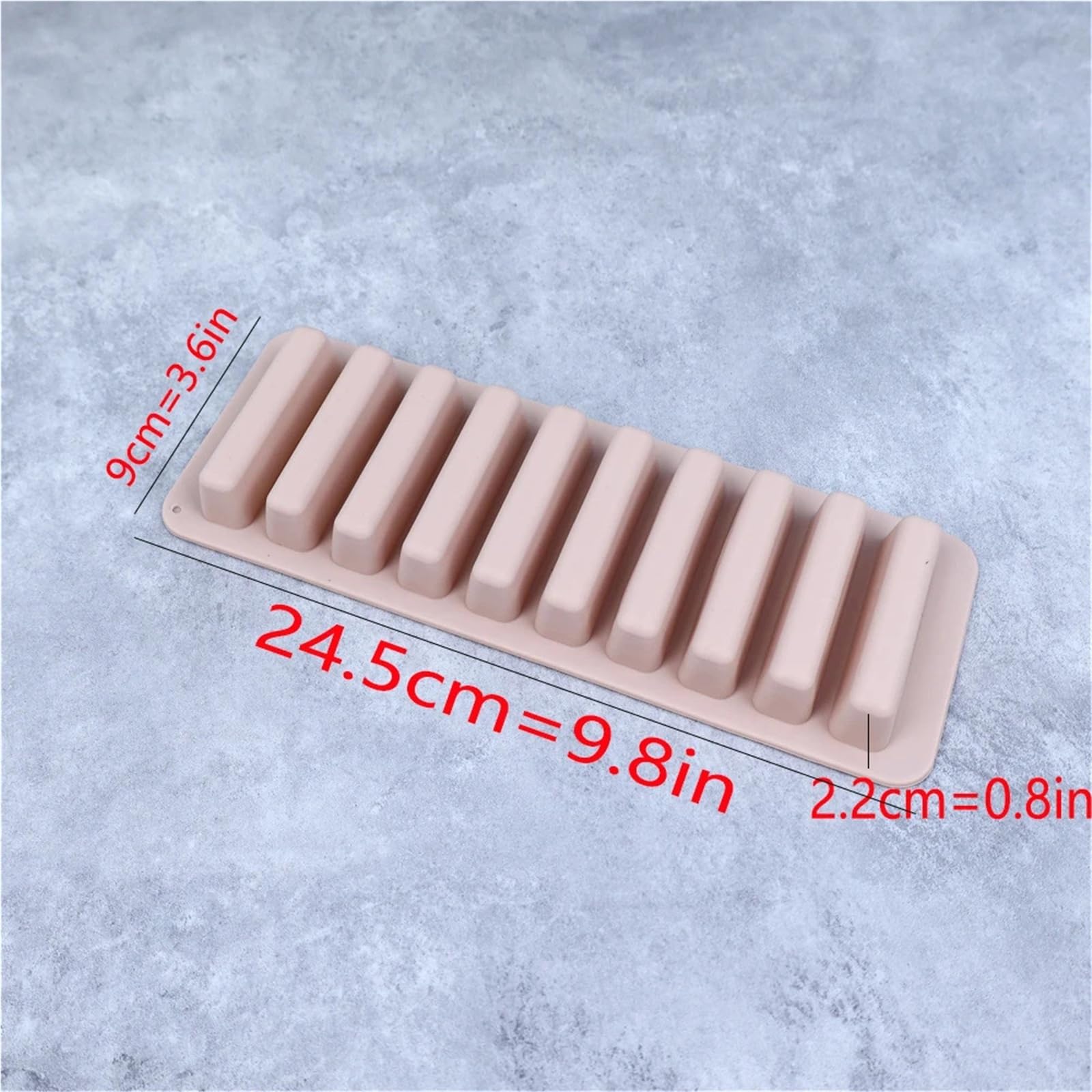 Lot de 3 moules à glaçons carrés en silicone à longues bandes, 10 compartiments