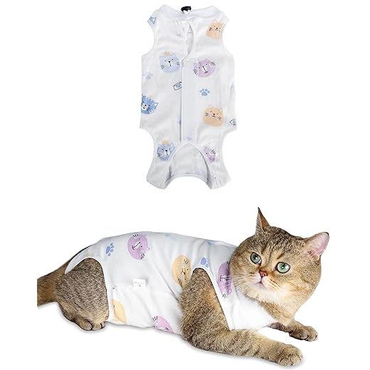 ANWA Cat Recovery Suit - Breathable Cat Onesie for Cats After Surgery Female, Kitten Surgery Recovery Suit Female Abdominal Wounds
