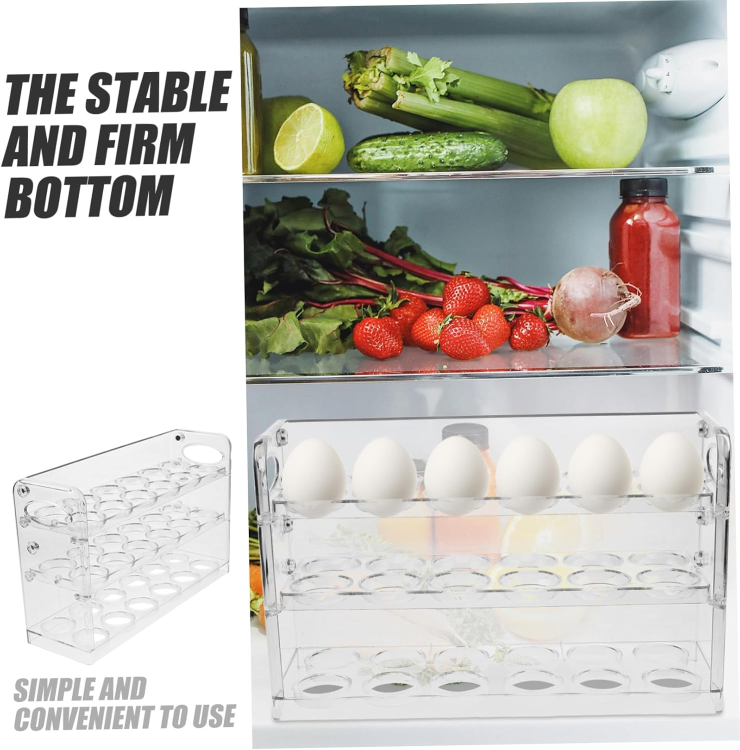 Transparent Refrigerator Egg Storage Box Side Door Egg Organizer Household Egg Holder for Fridge Efficient Space Saving Design Egg Container for Refrigerator Kitchen