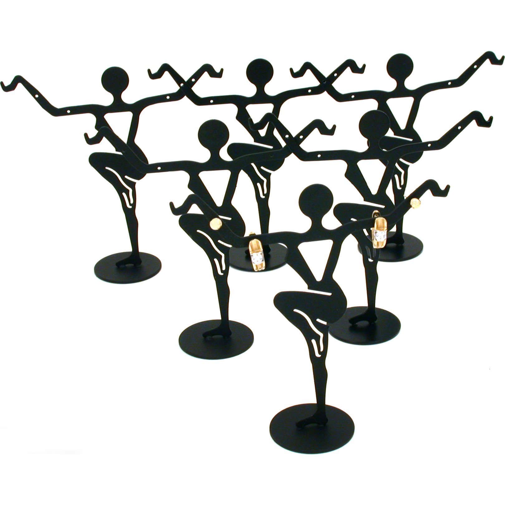 FindingKing 6 Black Metal Earring Dancer Jewelry Showcase Display Stands 4 5/8