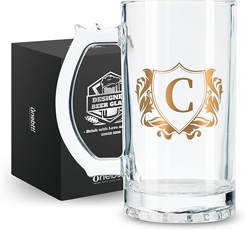 Miniatura 9 de Onebttl Regalos personalizados de cerveza para hombres amantes de la cerveza, taza de cerveza pesada de 17 onzas con asa para jefe como regalo de