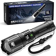 JAY-PARK LED Flashlights High Power 1000000 Lumen, Rechargeable Flashlight with 5000 mAh Battery, Powerful 5 Modes, Zoomable, IPX7 Waterproof, Linerna Tactica for Camping Hiking Emergencies