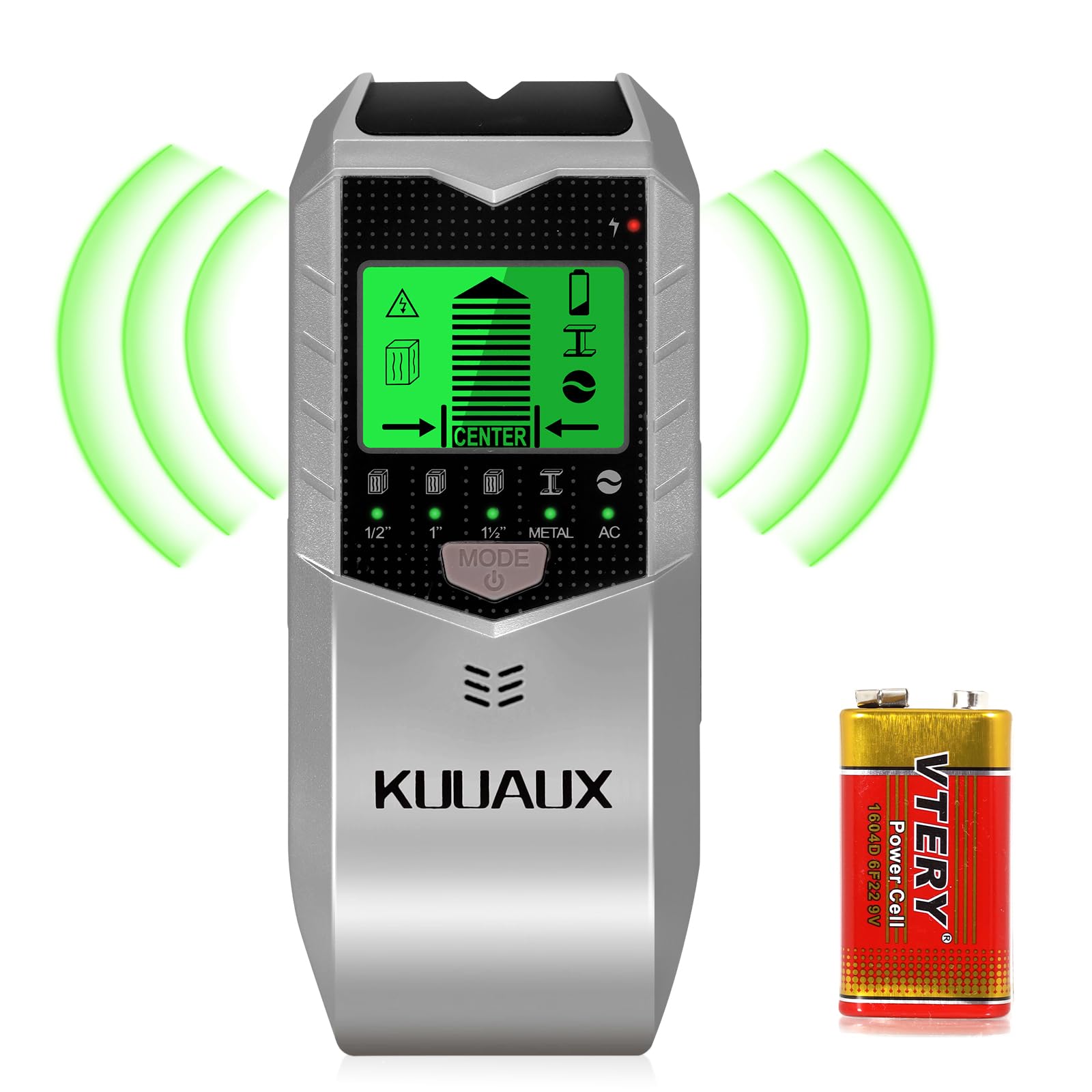 Escáner de pared, detector de pernos 5 en 1 con chip de microprocesador inteligente y pantalla LCD HD, buscadores de haz para centro y borde de madera, cable de CA, viga, metal y tubería,