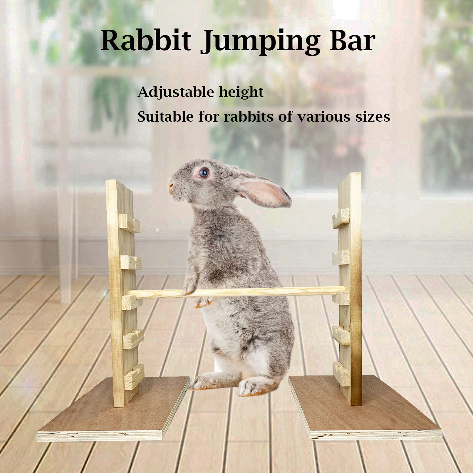 Snapklik.com : Kathson Rabbit Jump Bar, Natural Wood Toy Set Adjustable ...