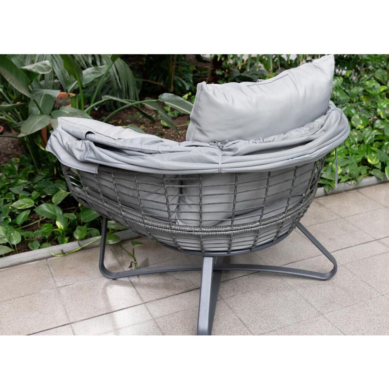 BURI Egg Chair fotel wypoczynkowy, 110 x 156 cm, ze składanym dachem, fotel outdoorowy, krzesło ogrodowe