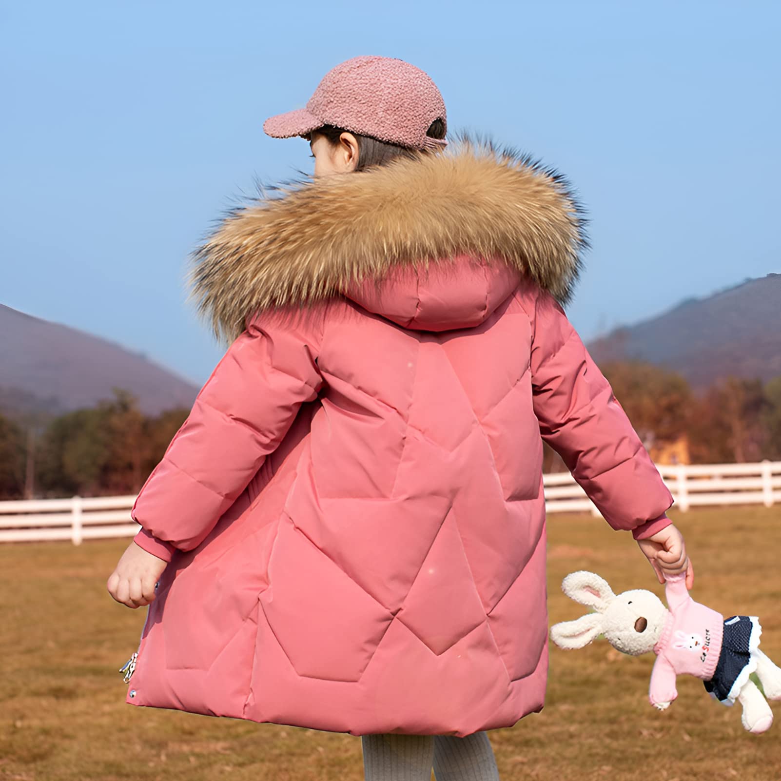 amropi Abrigo para Niña Invierno Chaqueta con Pelo Capucha Plumas Caliente Ropa por 5-13 años