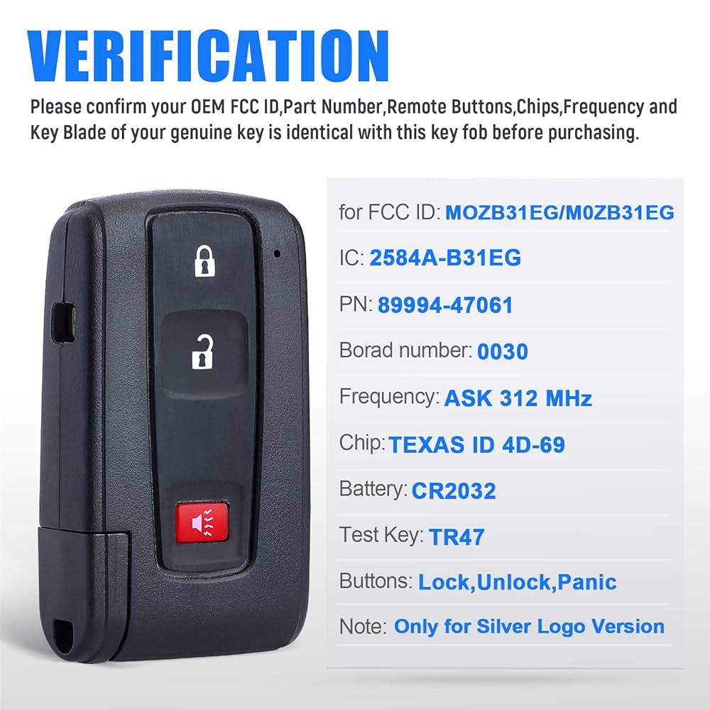For Toyota Prius 2010-2013 2014 2015 Smart Remote Key Fob HYQ14ACX 271451 5290 176418820011
