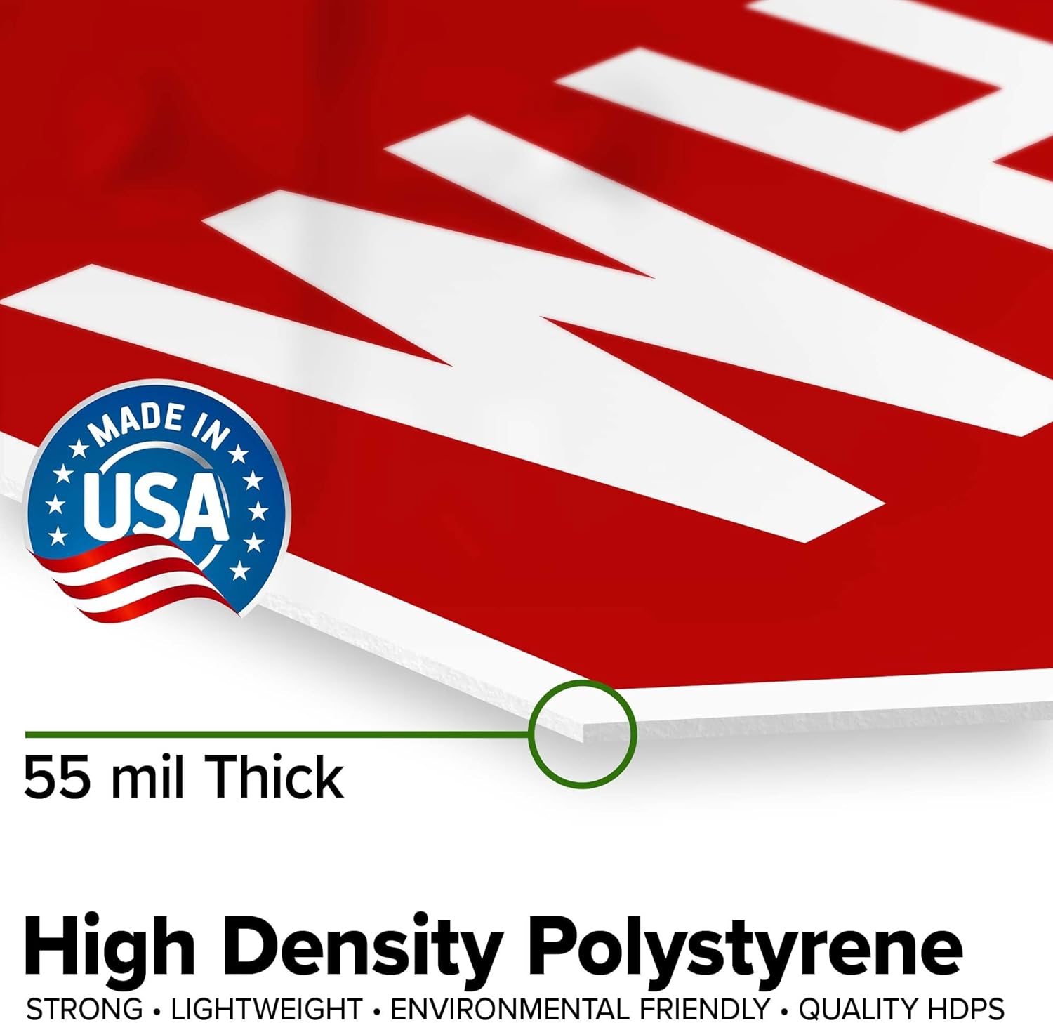 WHOA Sign, 18x18 Inches, 55 mil thick HDPS (high density polystyrene), Made in USA by My Sign Center