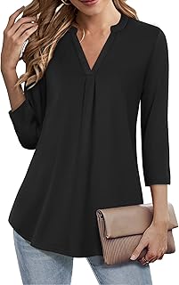 Sponsored Ad - Lotusmile Women's V Neck 3/4 Sleeve Shirts Dressy Tops Business Casual Workwear Blouses