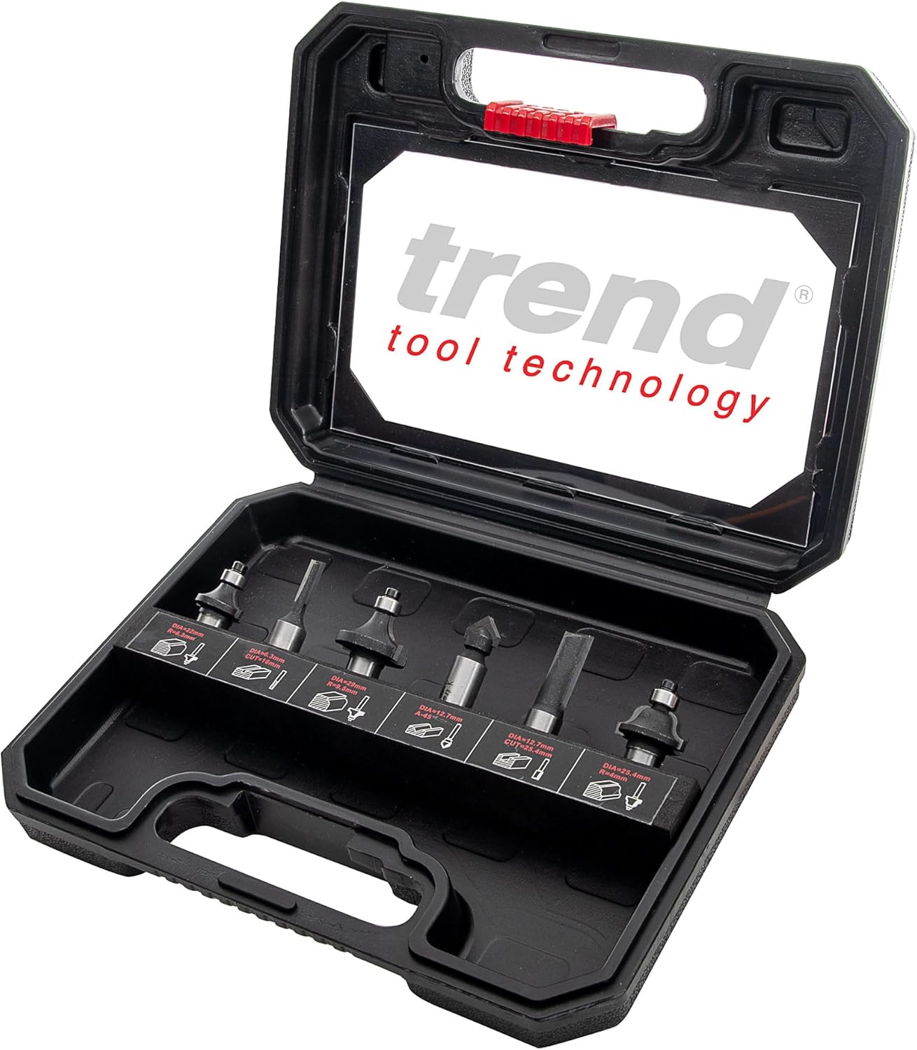 Trend 6 Piece Router Bit Starter Set, 1/4 Inch Shank, Tungsten Carbide Tipped, Storage Case Included, SET/SS11X1/4TC