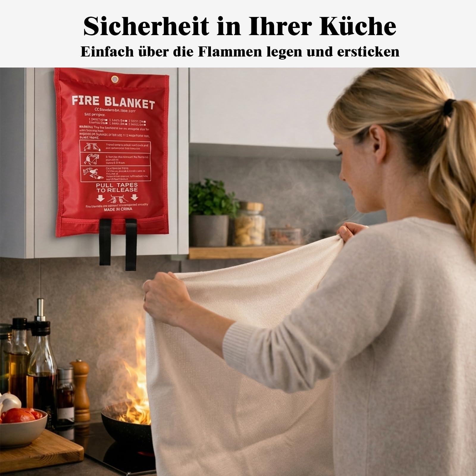 TARKIN Manta ignífuga de fibra de vidrio para cocina, protección contra incendios, para coche, escuela, chimenea, barbacoa, oficina, garaje, soldadura, almohadilla, 1,8 x 1,8 m
