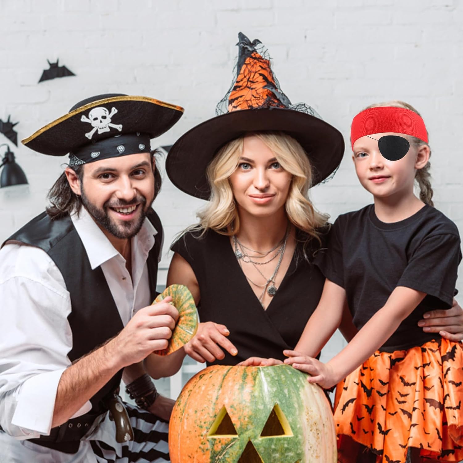 Grevosea 4 Pcs Pirate Costume Accessories, Red Headband and Black Eye Patch Costume Party Supplies for Pirate-Themed Parties Cosplay - Image 6