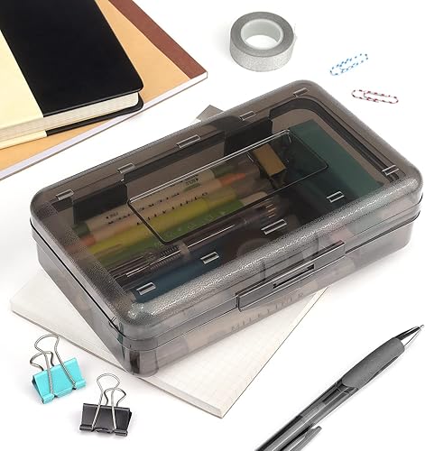 Miniatura 6 de Tamaki 1 Paquete Caja de Lápices de Plástico de Gran Capacidad Cajas de Lápices Transparentes con Tapa de Cierre Hermético Diseño Apilable y