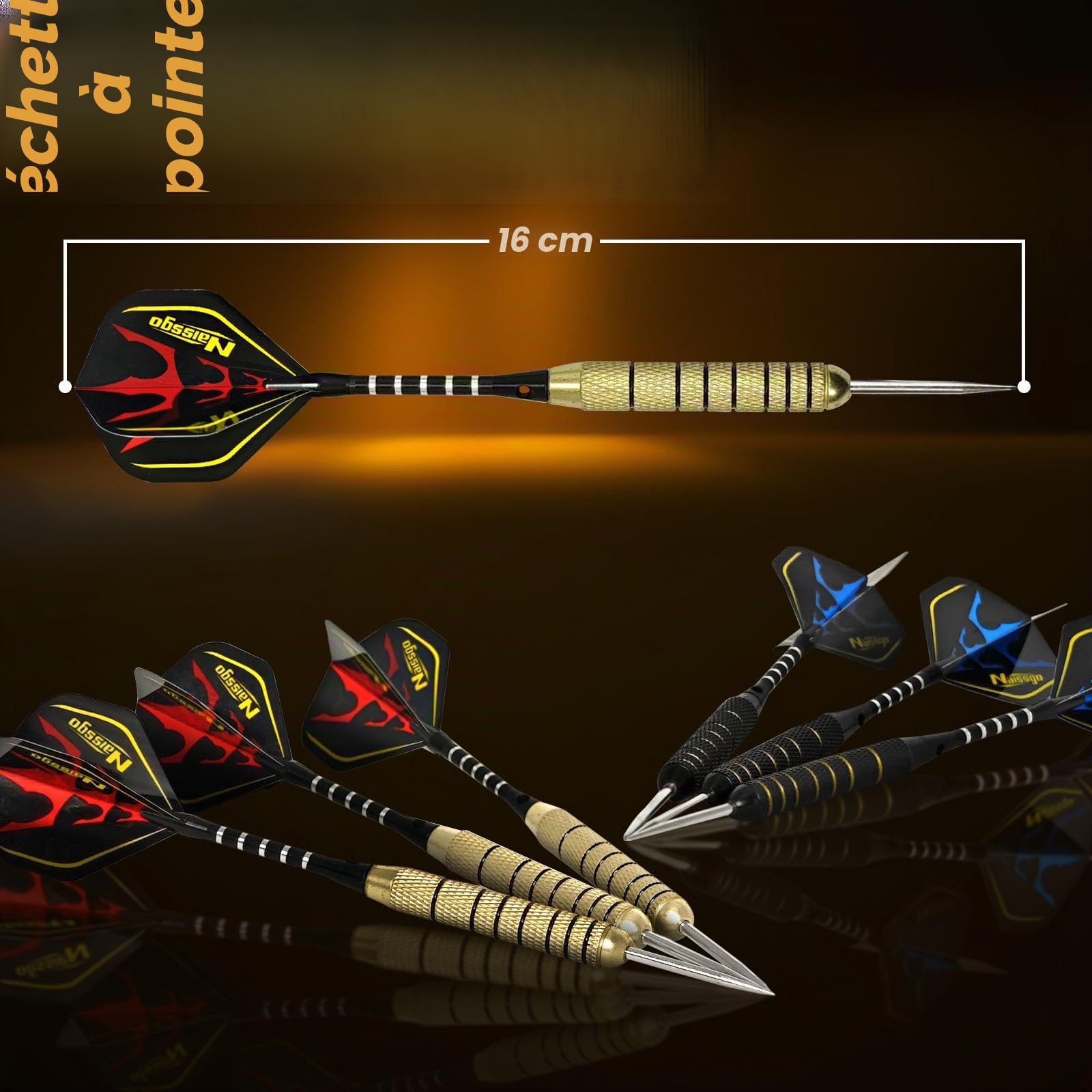Cible de fléchettes avec flèches, cible de fléchettes Bristle classique, avec anneau numéroté, jeu de fléchettes en sisal, avec 6 jeux de fléchettes à pointe en acier