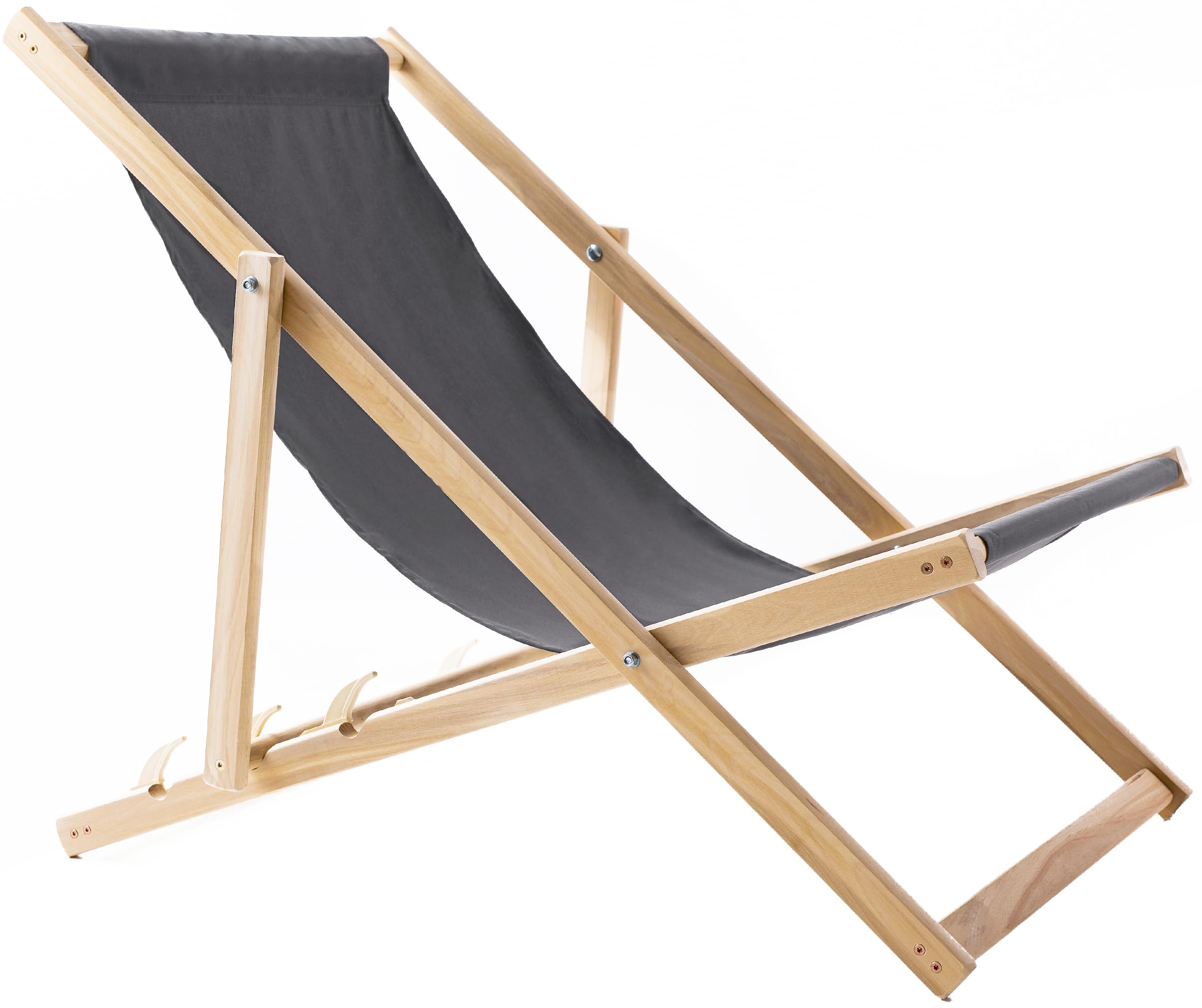 Set di 2 sedie a sdraio pieghevoli – sdraio da giardino pieghevole fino a 120 kg, legno di faggio – schienali regolabili a 3 livelli