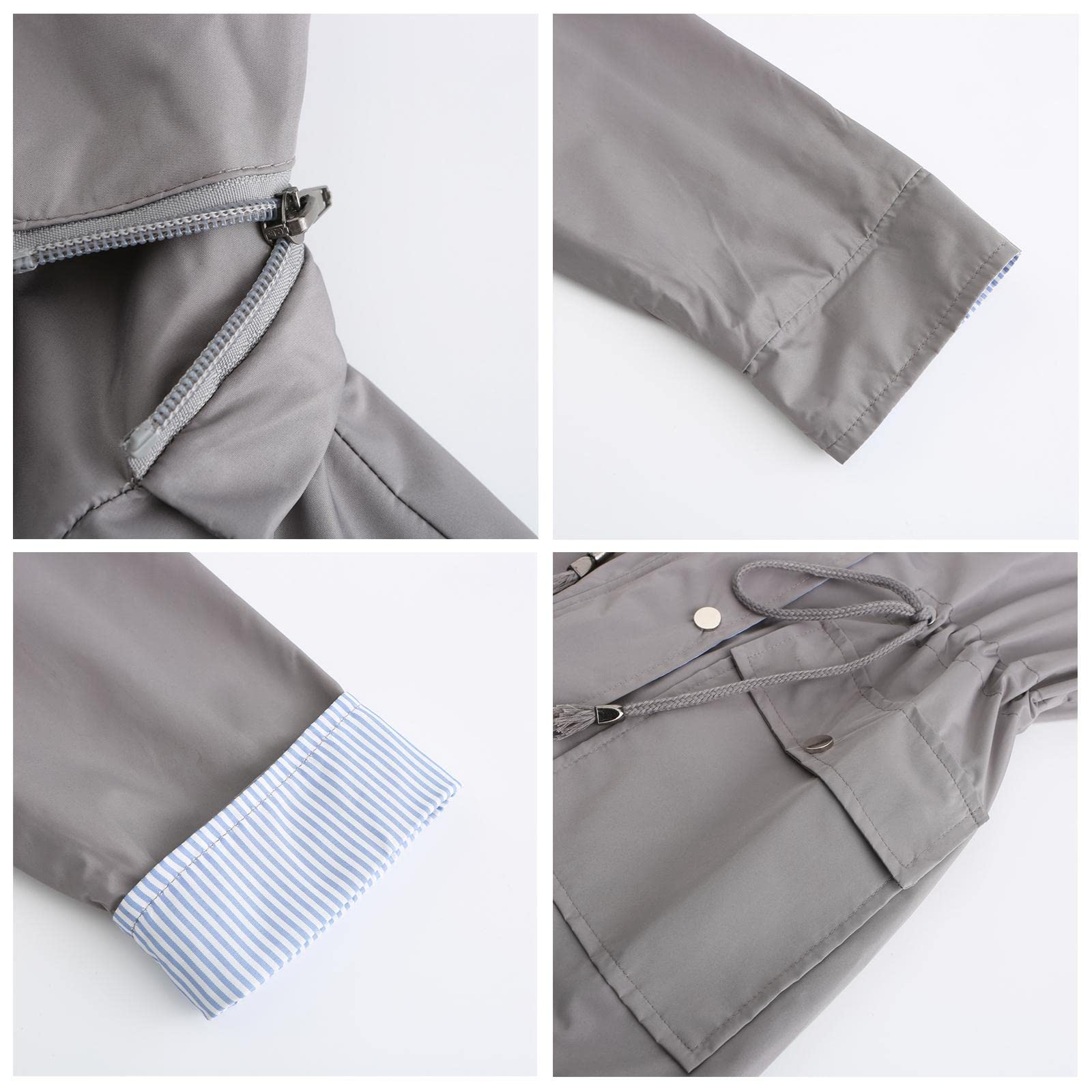 MODFUL Giacca impermeabile a maniche lunghe da donna, giacca a vento impermeabile con cappuccio, leggera, antivento