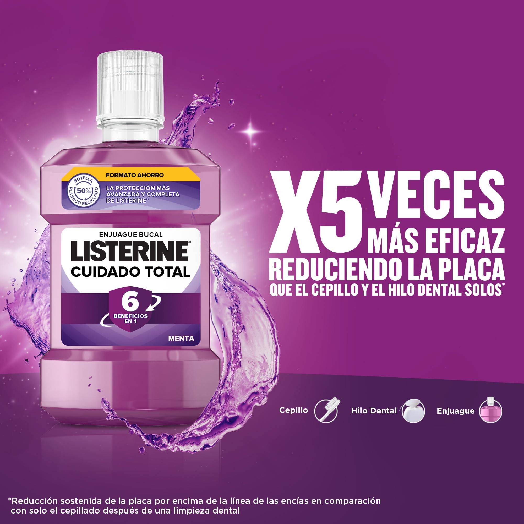 Listerine Enjuague Bucal Cuidado Total, 1000ml x 2 — view 2