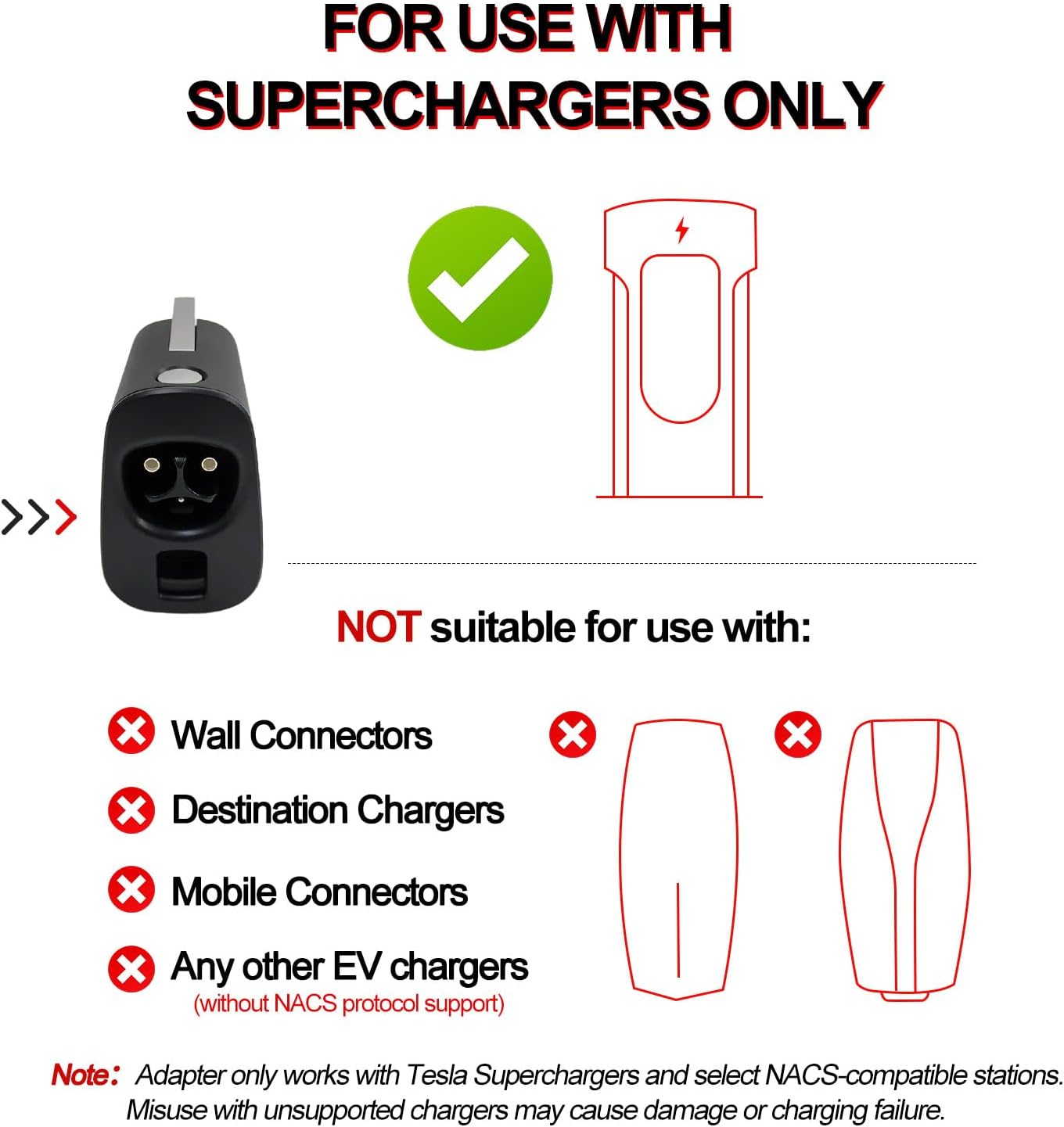 NACS to CCS Adapter 500A 1000V fit for Supercharger Nacs to CCS1 Charger Adapter Compatible with Ford EVs, R1T/R1S, GM, Kia, Support V3/V4 DC Fast Charger Accessories
