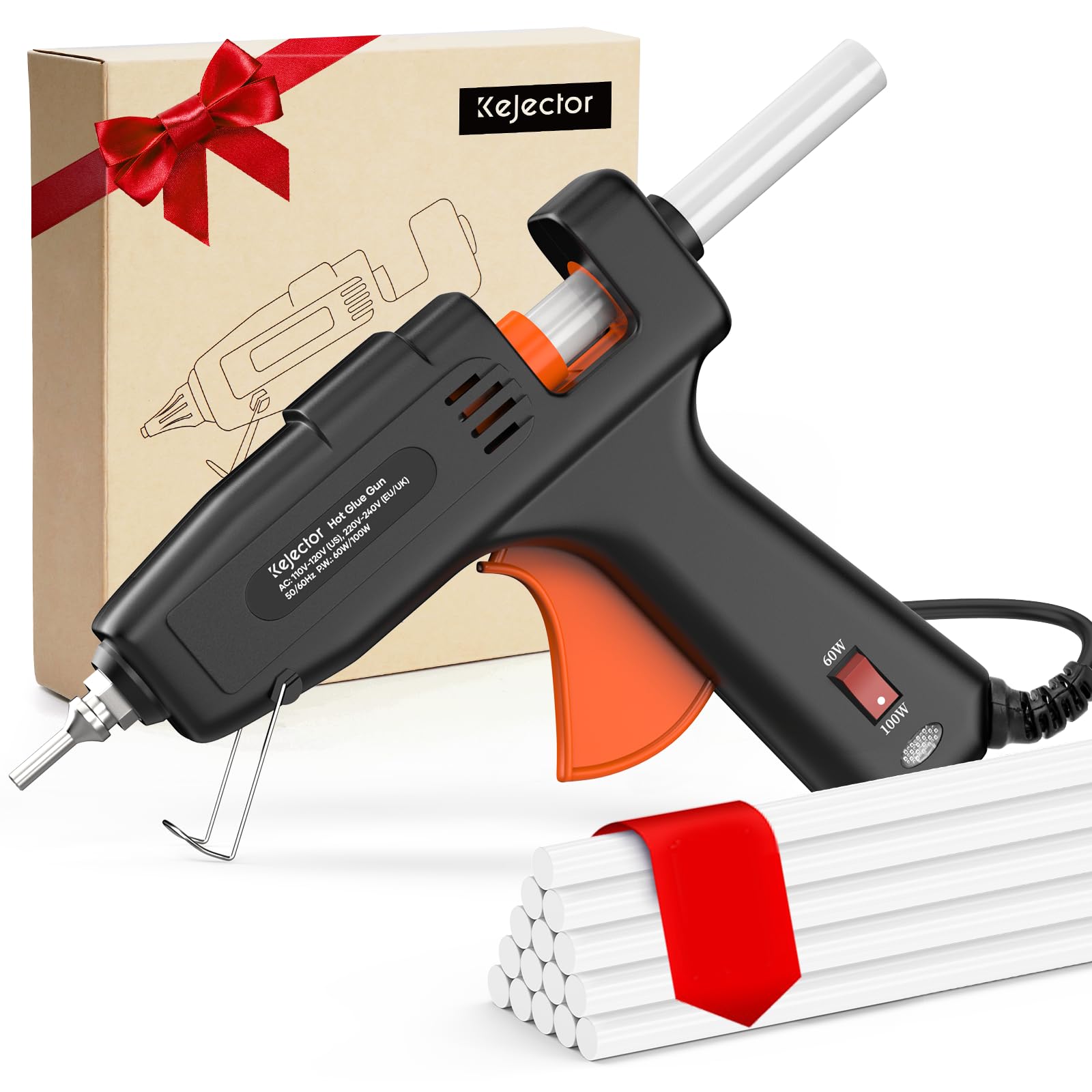 100W Heißklebepistole, Klebepistole mit Groß Heißklebestiften 15Stück Durchmesser 11x 220mm, 60/100W Heissklebepistole, Klebepistole für Schule Basteln Heimwerken Kunst schnelle Reparaturen zu Hause